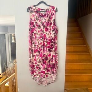 Cupio Pink Bloomcore Whimsical High Low Maxi Dress